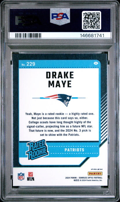 2024 Panini Donruss Optic Holo #229 Drake Maye PSA 9