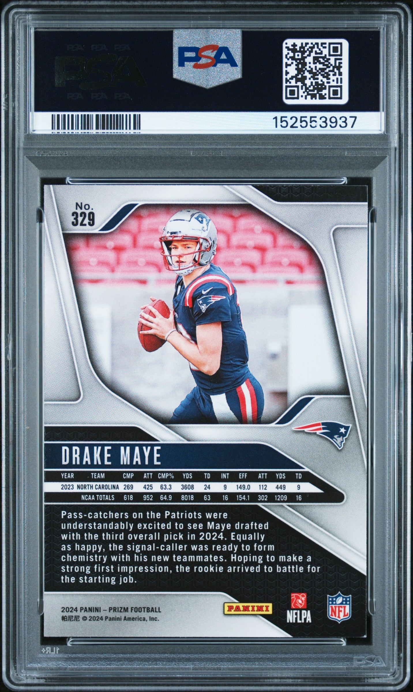 2024 Panini Prizm #329 Drake Maye PSA 9