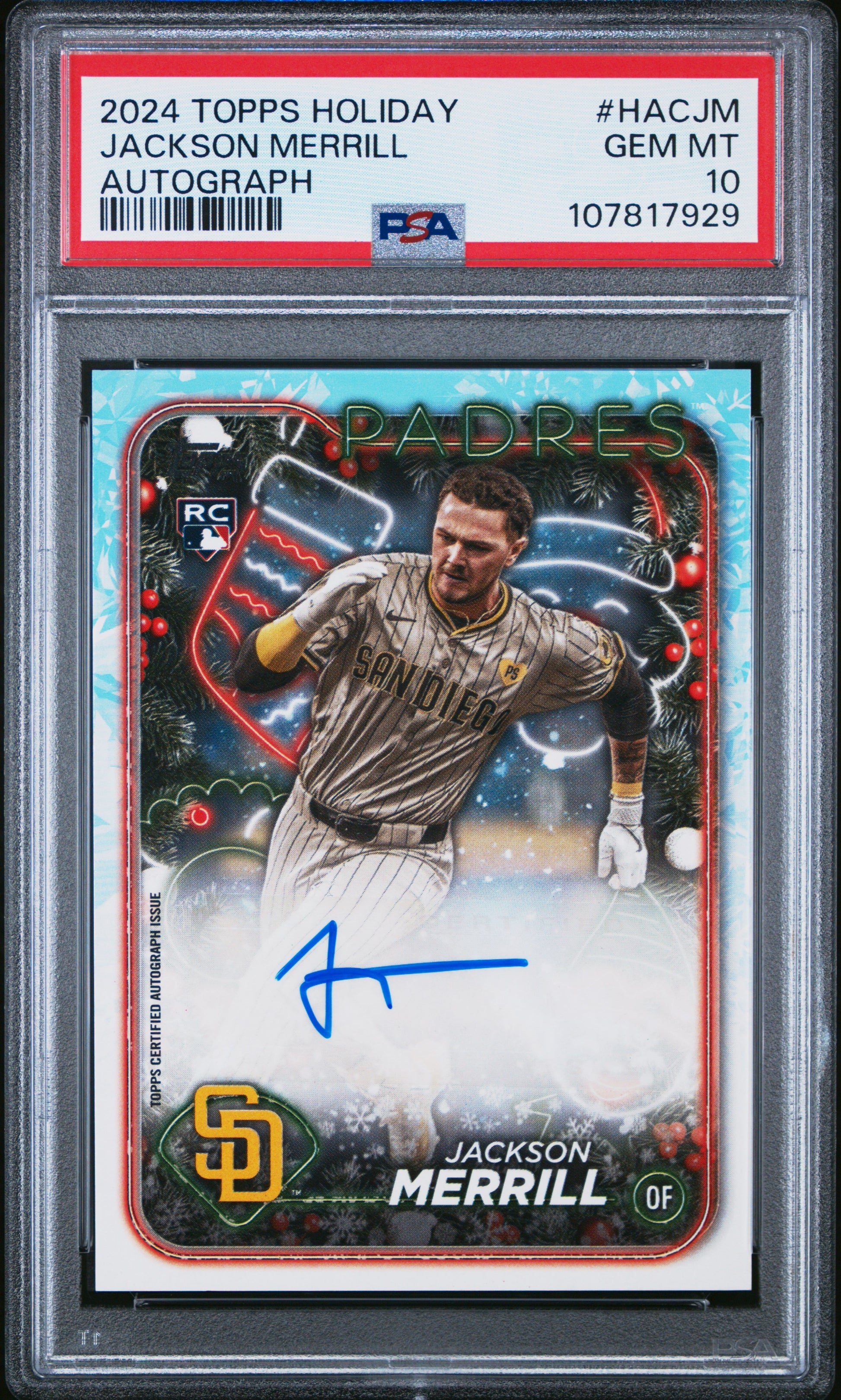 2024 Topps Holiday Autograph #HACJM Jackson Merrill PSA 10