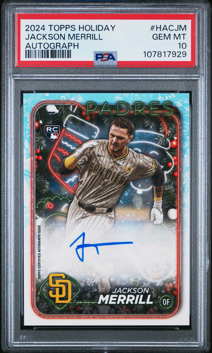 2024 Topps Holiday Autograph #HACJM Jackson Merrill PSA 10