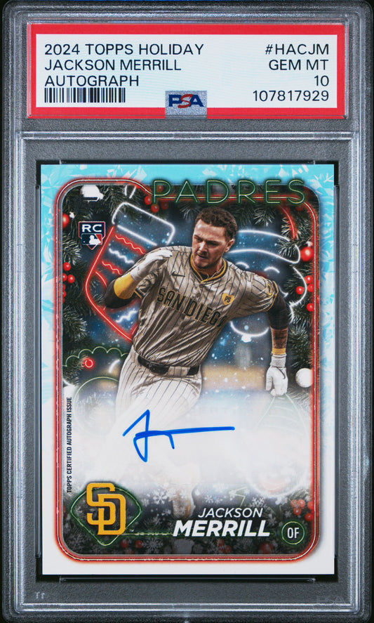 2024 Topps Holiday Autograph #HACJM Jackson Merrill PSA 10