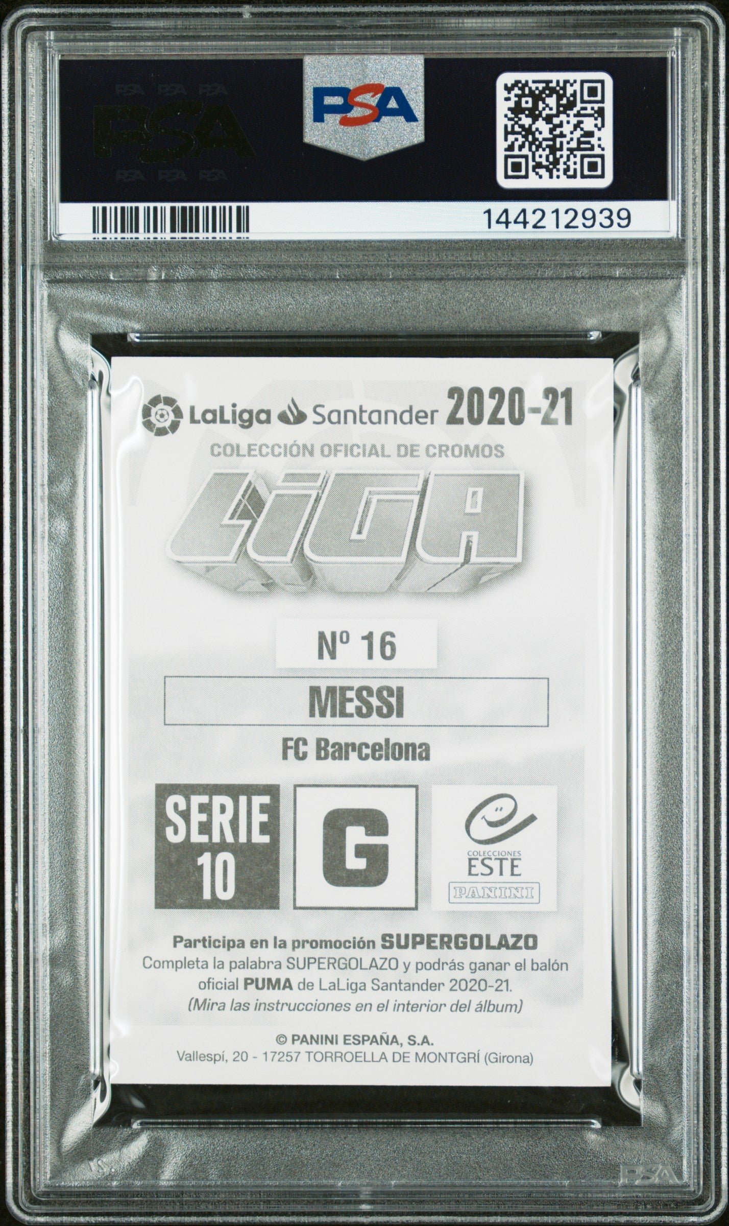 2020 Panini Colecciones Este La Liga Spanish Serie 10 #16 Lionel Messi PSA 9