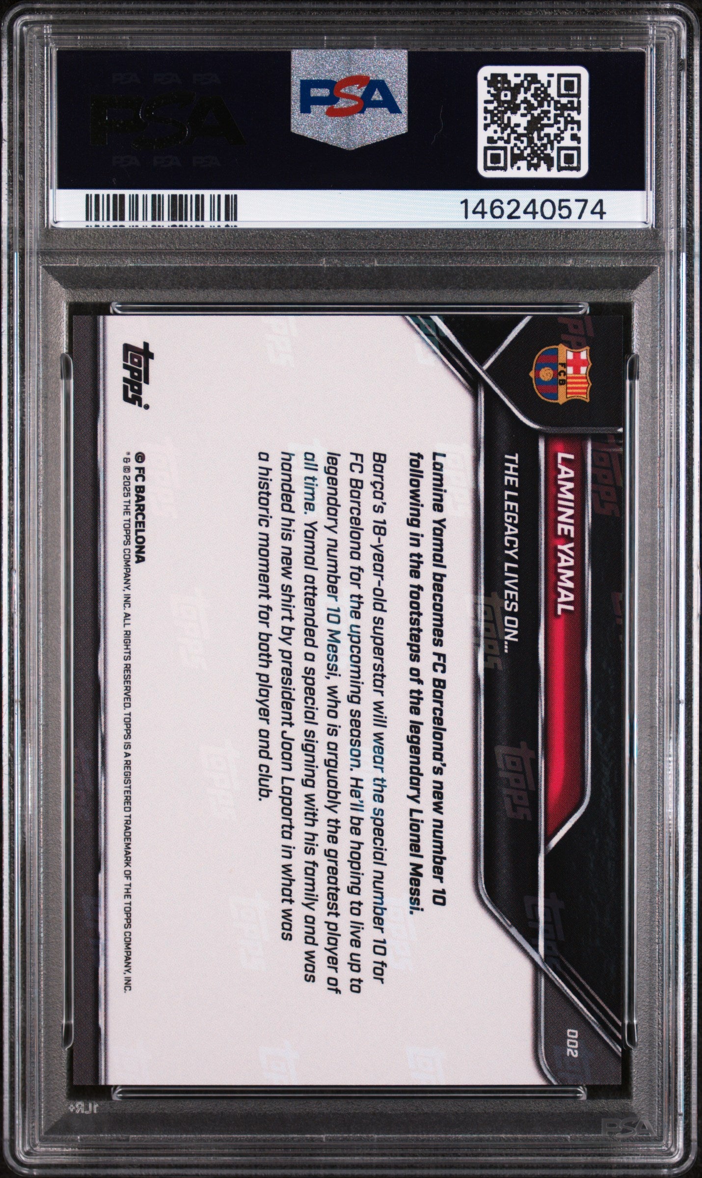2025 Topps Now FC Barcelona #2 Lamine Yamal PSA 10