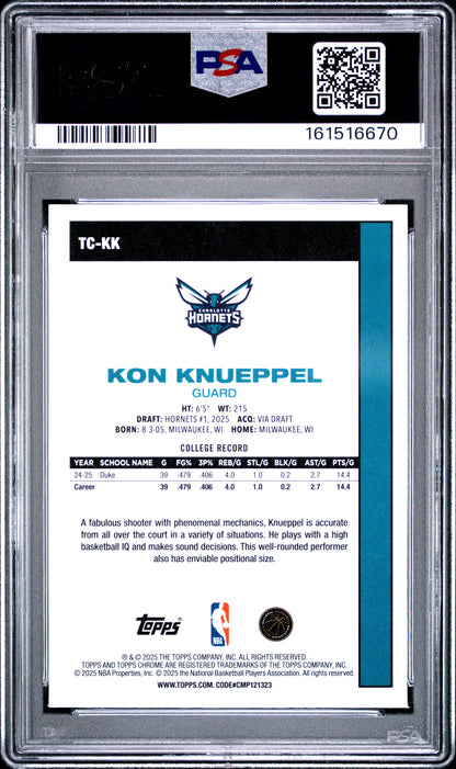 2025 Topps Silver Pack #TC-KK Kon Knueppel PSA 10