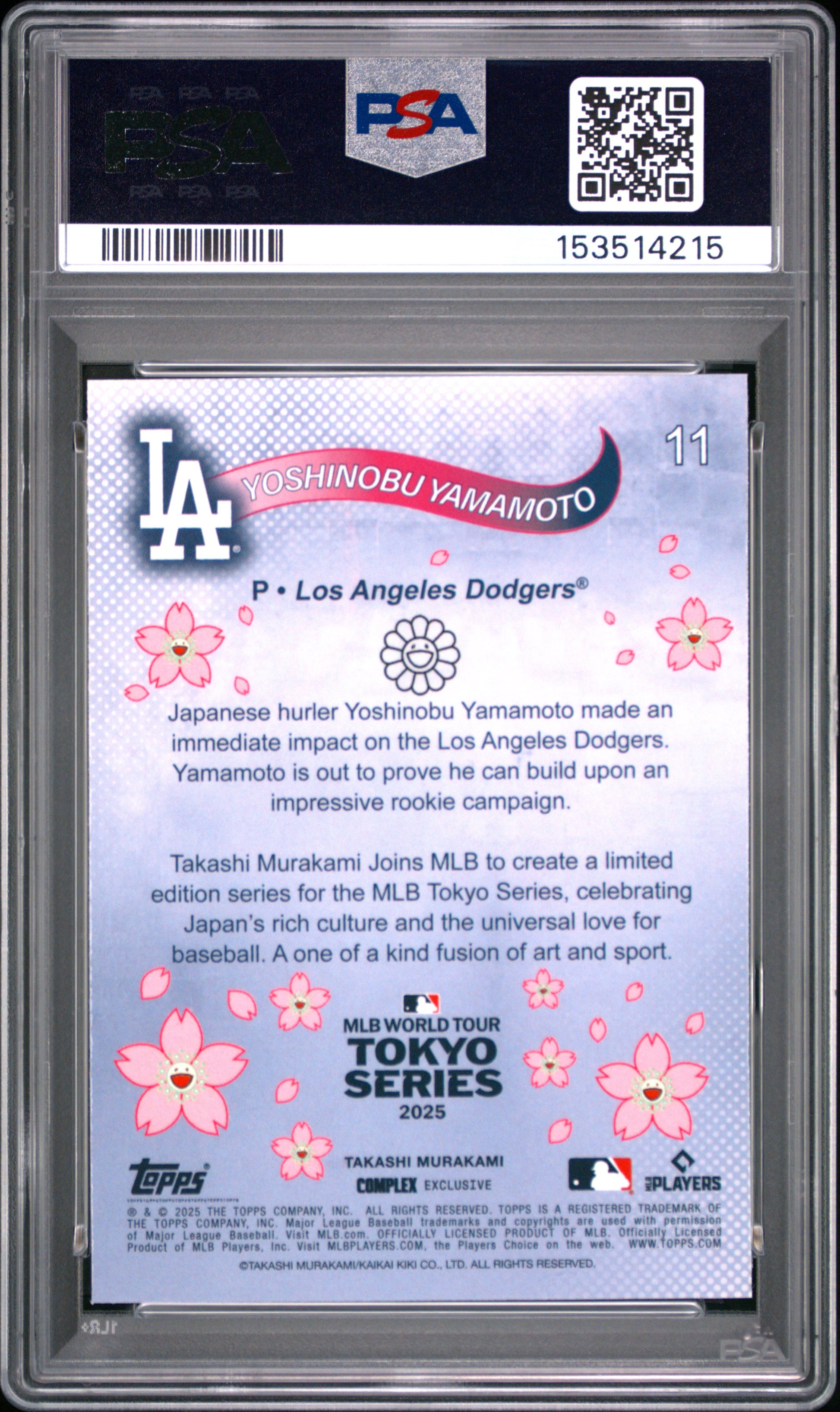 2025 Topps Murakami Tokyo Series #11 Yoshinobu Yamamoto PSA 9