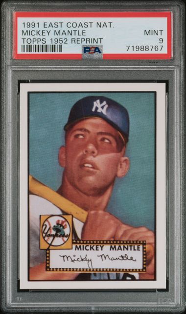 1991 Topps East Coast National Topps 1952 Reprint Mickey Mantle PSA 9 - Front