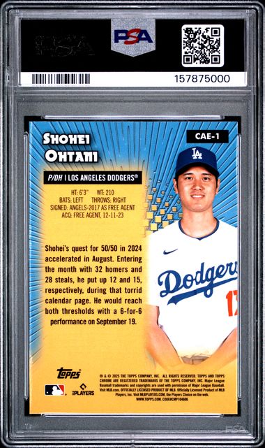 2025 Topps Chrome All Etch #CAE1 Shohei Ohtani PSA 10 - Back