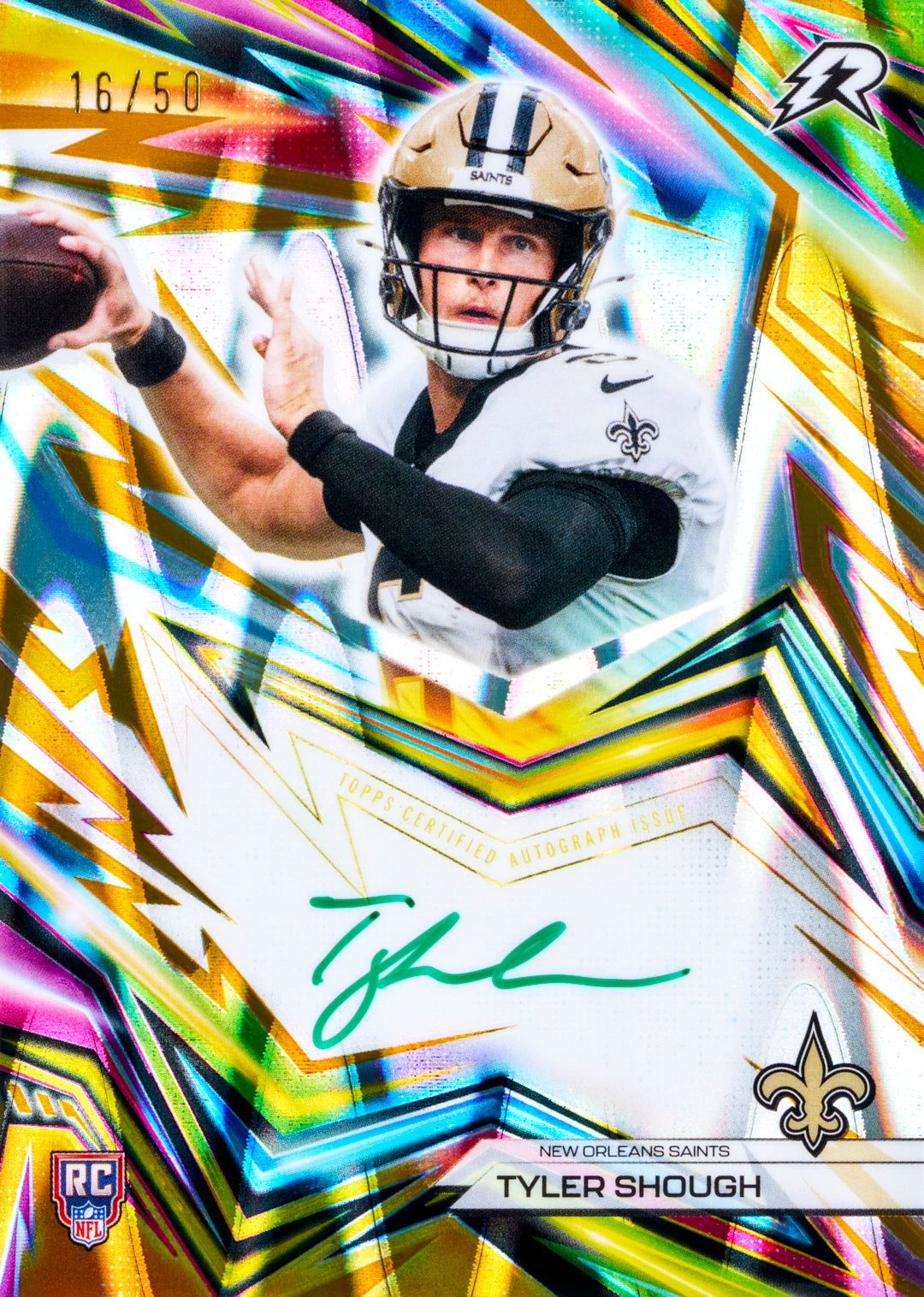 2025 Topps Resurgence Football Neon Initiates Tyler Shough Autograph