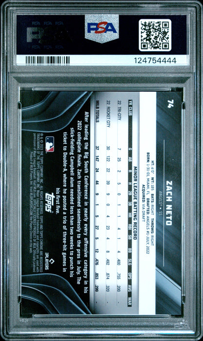 2023 Topps Chrome Black Gold Refractor /50 Zach Neto #74 PSA 10