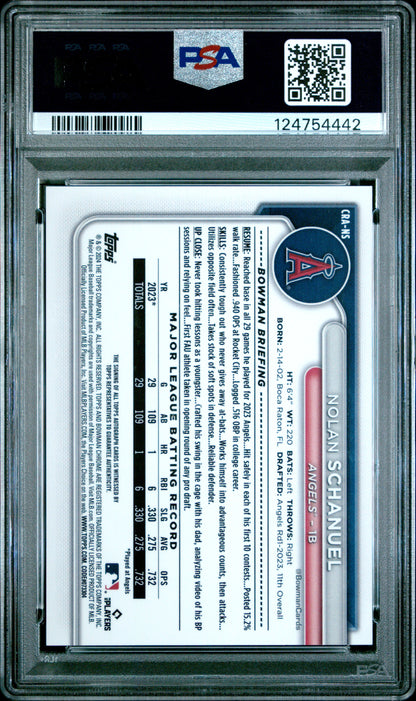 2024 Bowman Chrome Rookie Autograph Red Refractor /5 Nolan Schanuel #CRA-NS PSA 10