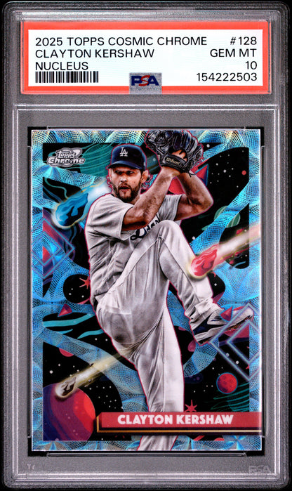 2025 Topps Cosmic Chrome Nucleus #128 Clayton Kershaw PSA 10