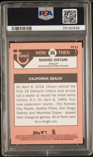 2018 Topps Heritage Now & Then #NT11 Shohei Ohtani PSA 10