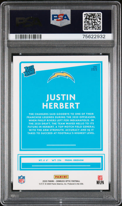 2020 Panini Donruss Optic #153 Justin Herbert PSA 9