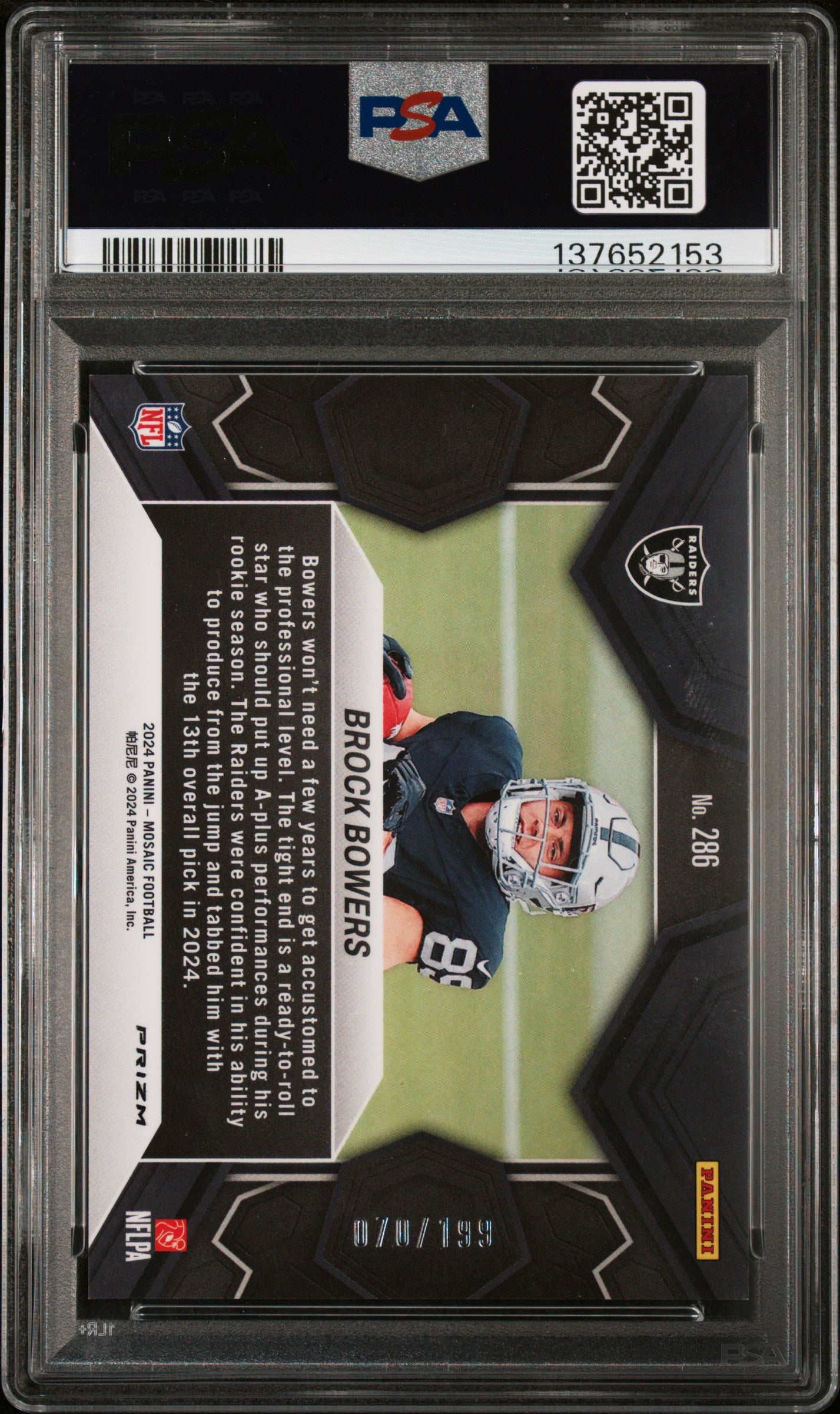 2024 Panini Mosaic Orange /199 #286 Brock Bowers PSA 9