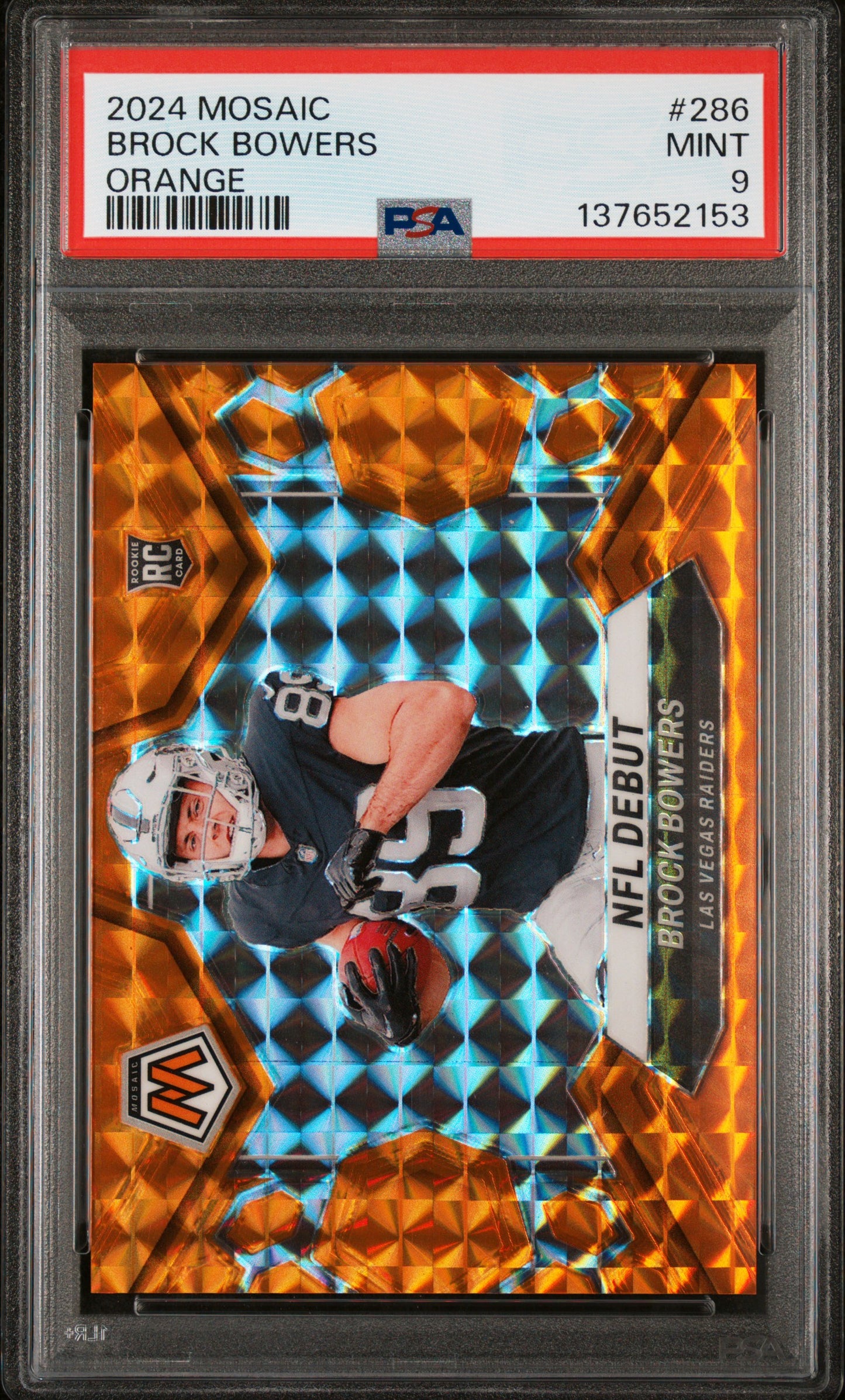 2024 Panini Mosaic Orange /199 #286 Brock Bowers PSA 9