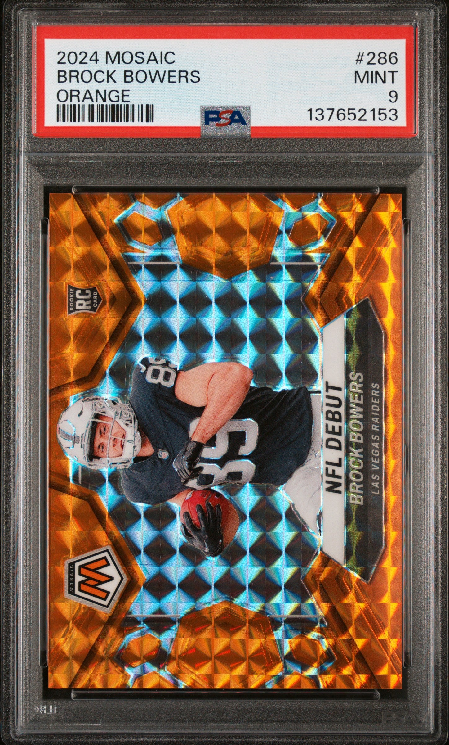 2024 Panini Mosaic Orange /199 #286 Brock Bowers PSA 9