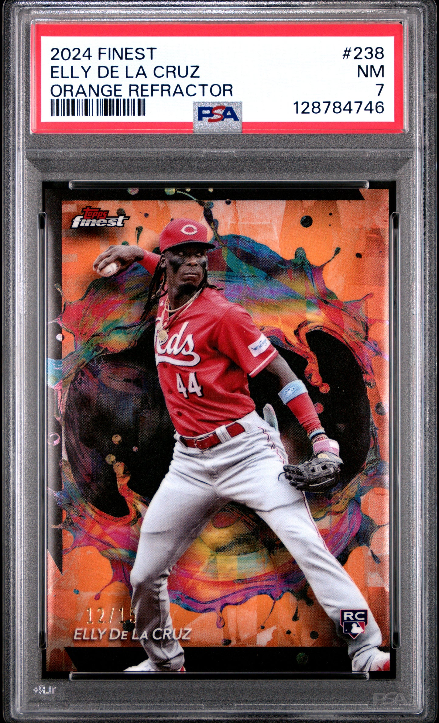 2024 Topps Finest Orange Refractor #238 Elly De La Cruz PSA 7