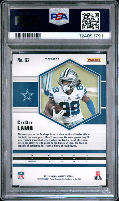 2021 Panini Mosaic Reactive Orange #62 Ceedee Lamb PSA 10
