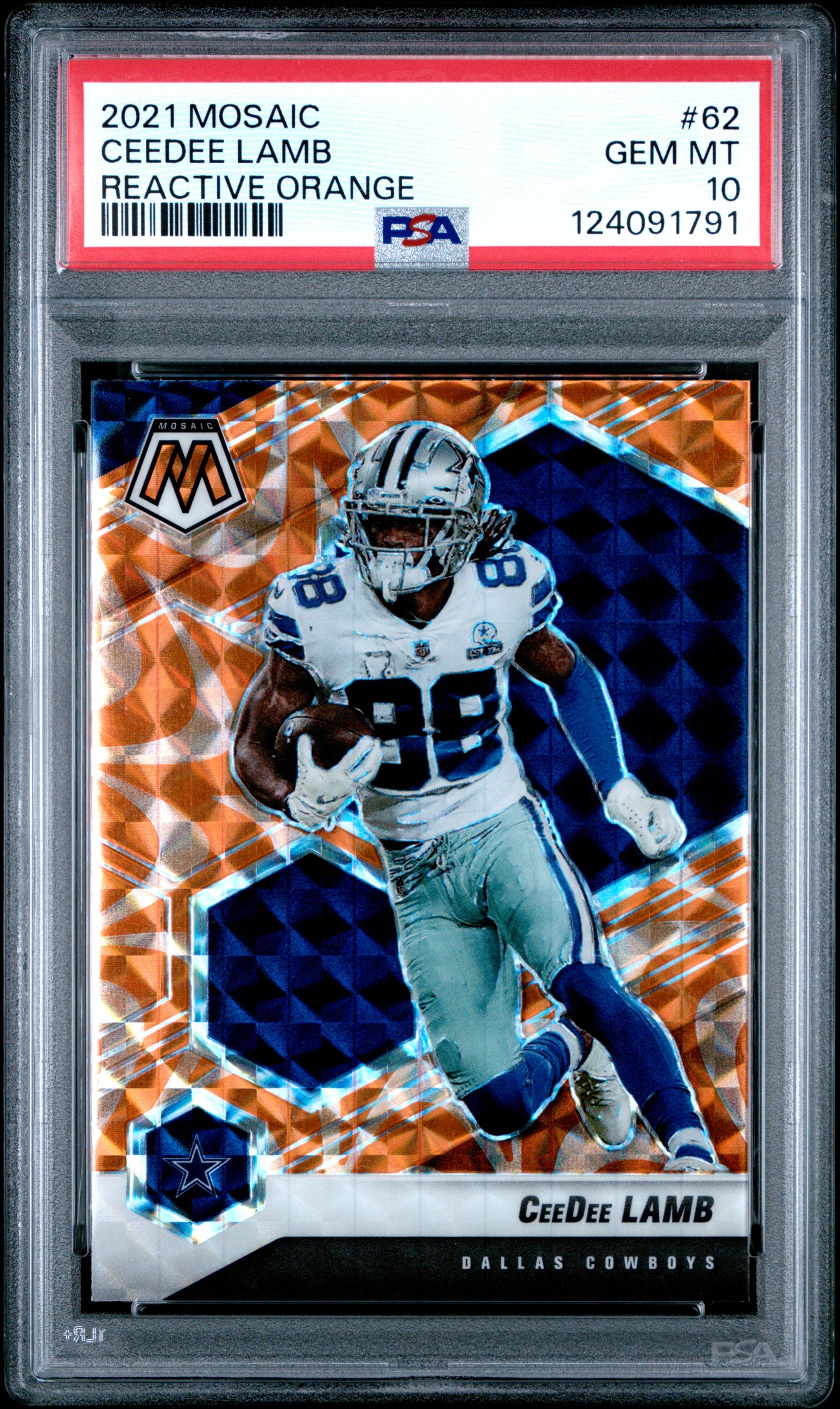 2021 Panini Mosaic Reactive Orange #62 Ceedee Lamb PSA 10