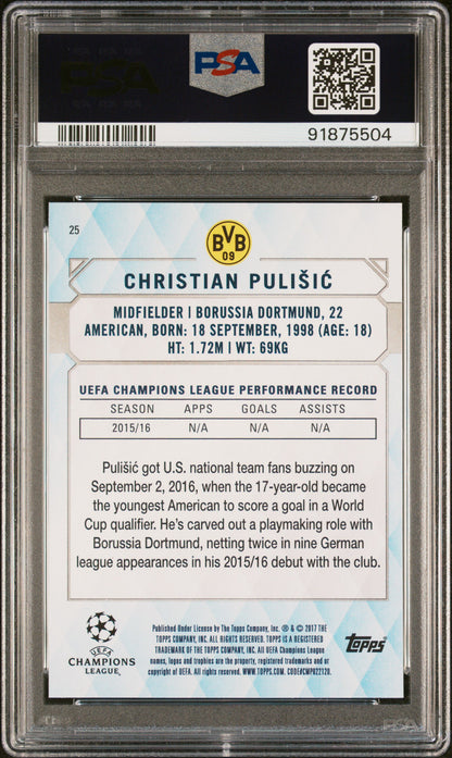 2016 Topps UEFA Champions League Showcase Orange #25 Christian Pulisic PSA 9