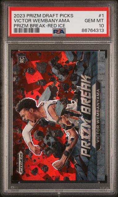 2023 Panini Prizm Draft Picks Prizm Break Red Ice #1 Victor Wembanyama PSA 10 - Front