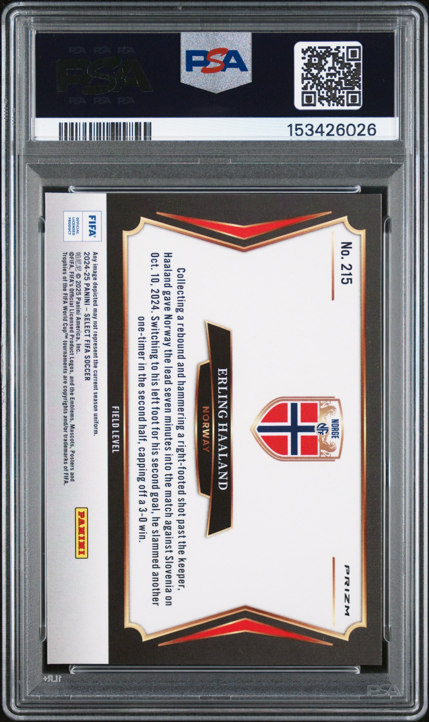 2024-25 Panini Select FIFA Pandora #215 Erlilng Haaland PSA 10