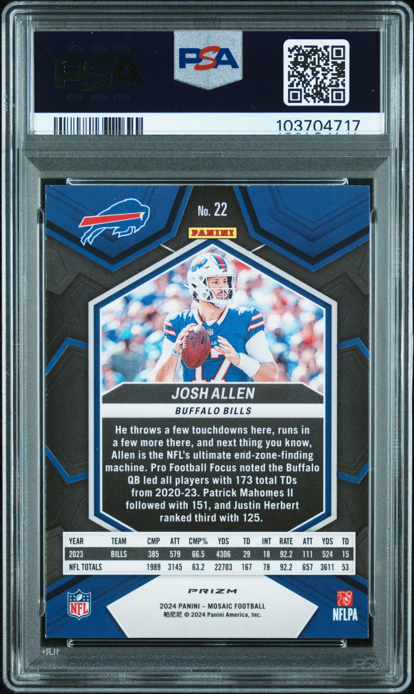 2024 Panini Mosaic Peacock Choice #22 Josh Allen PSA 10