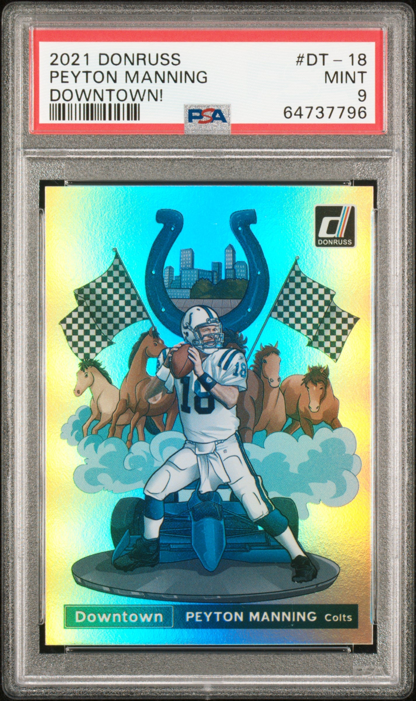 2021 Panini Donruss Downtown #DT-18 Peyton Manning PSA 9