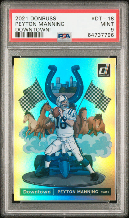 2021 Panini Donruss Downtown #DT-18 Peyton Manning PSA 9