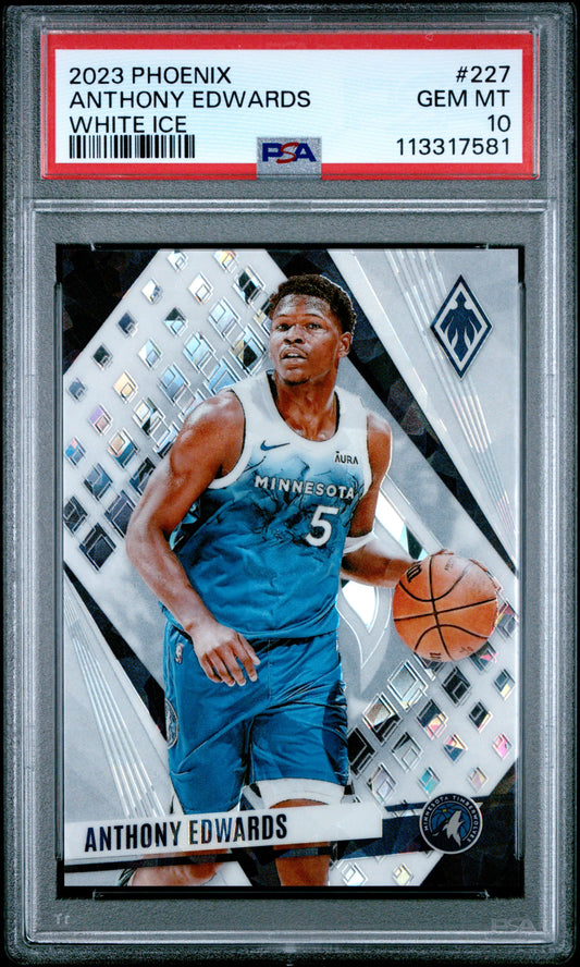 2023 Panini Phoenix White Ice /125 #227 Anthony Edwards PSA 10
