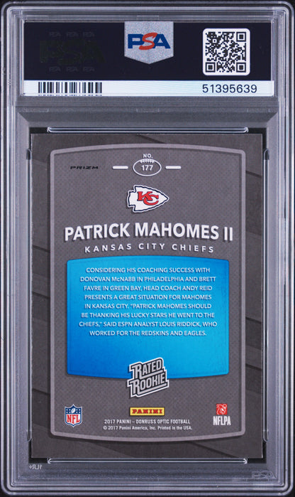2017 Panini Donruss Optic Pink #177 Patrick Mahomes PSA 9 - back