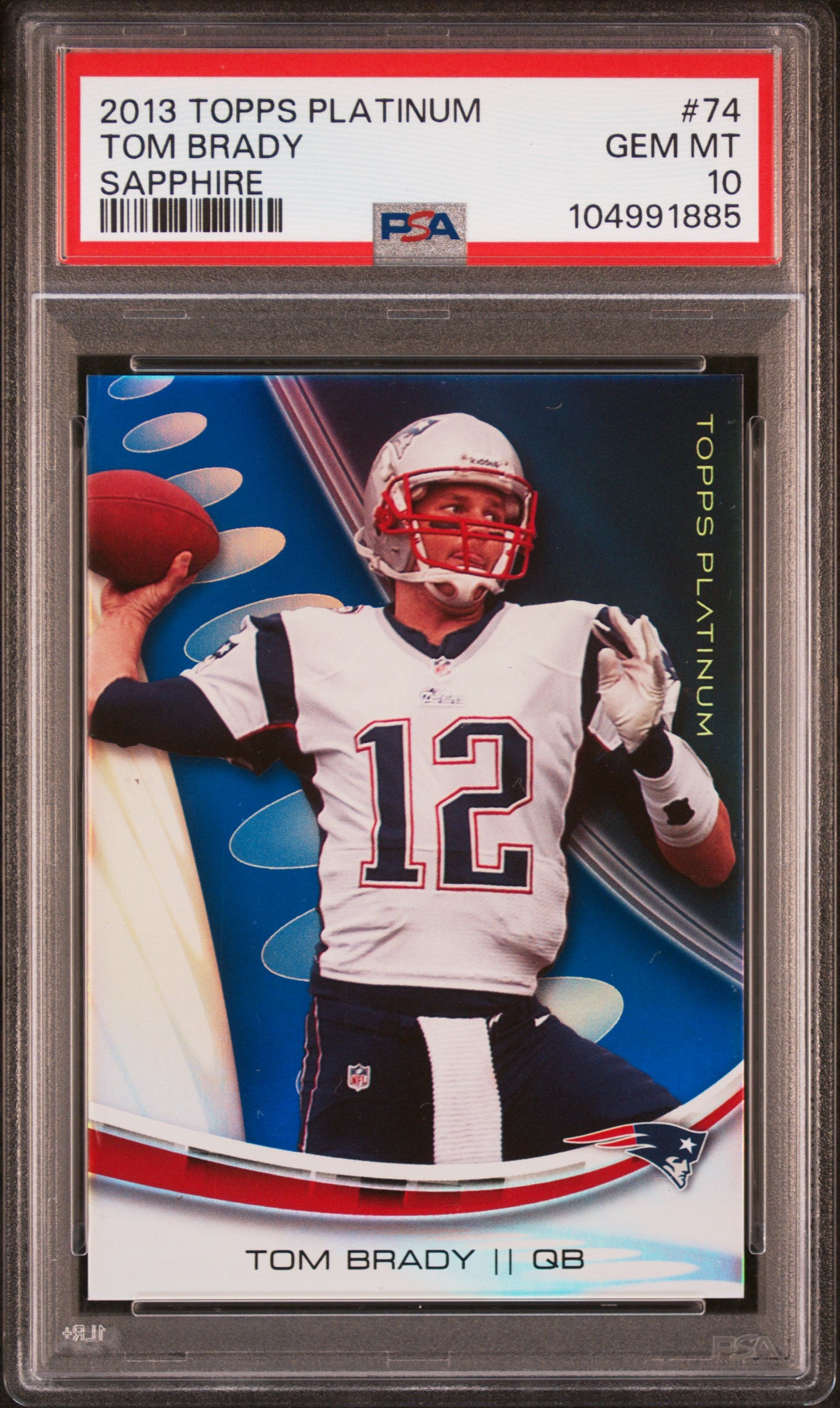 2013 Topps Platinum Sapphire #74 Tom Brady PSA 10
