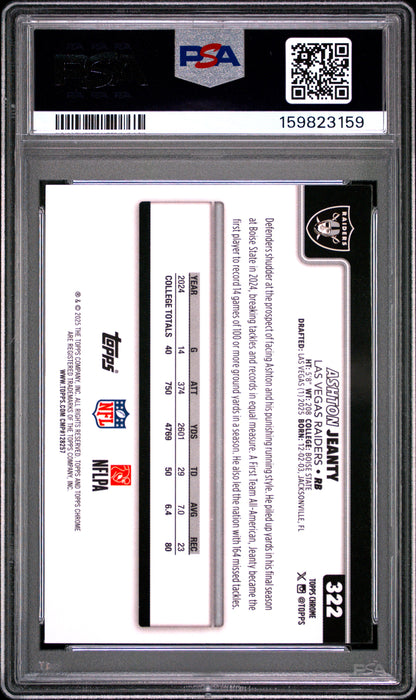 2025 Topps Chrome Prism Refractor #322 Ashton Jeanty PSA 10