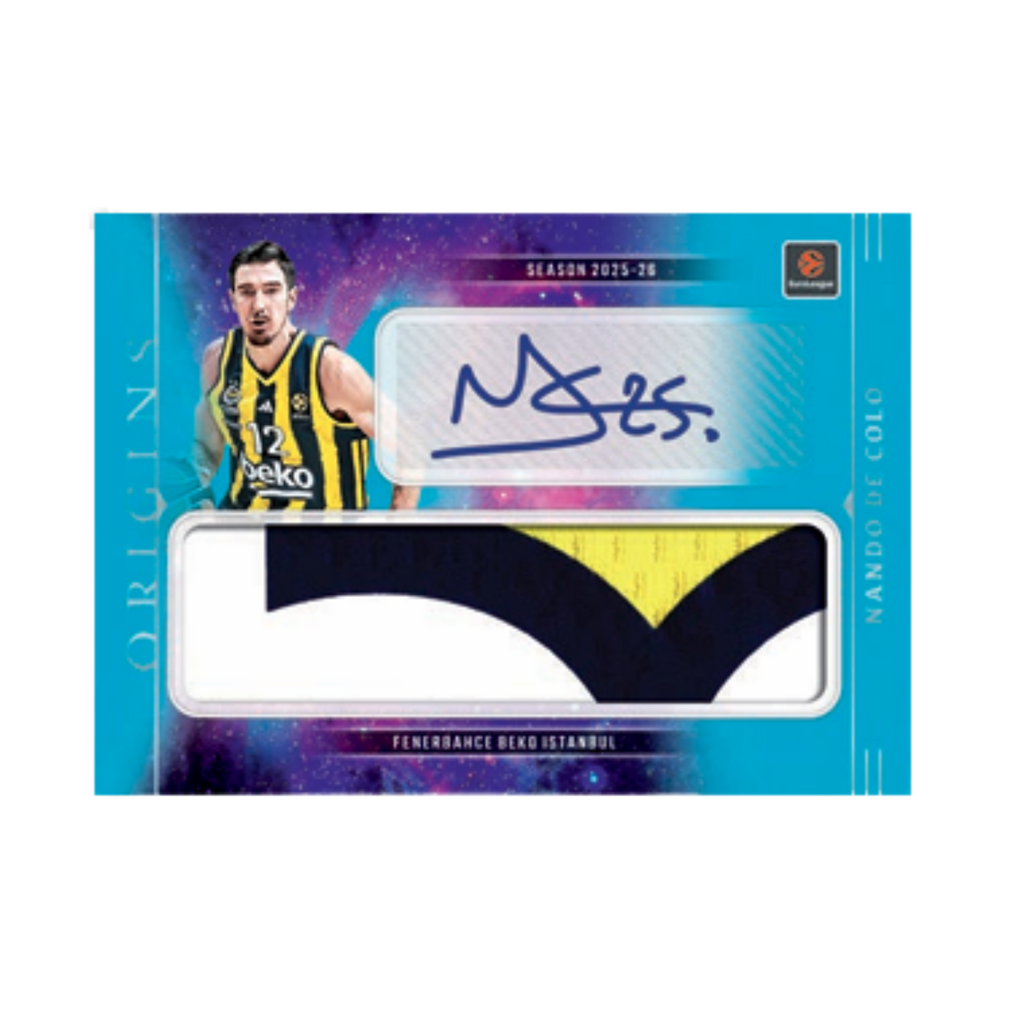 2025-26 Panini Euroleague Origins Basketball Nando De Colo Patch Autographs Turquoise Card - H2 Exclusive