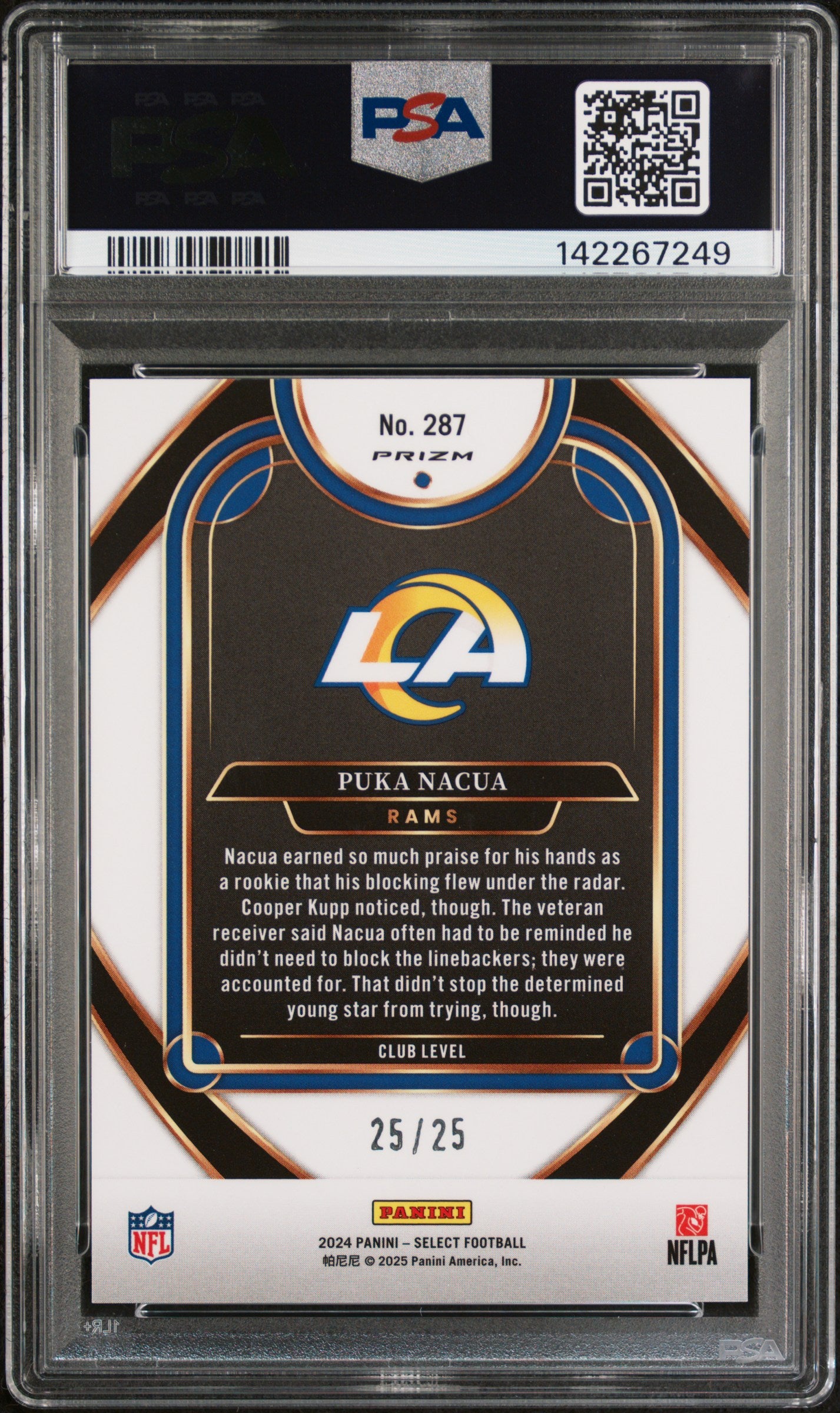 2024 Panini Select Blue Disco /25 #287 Puka Nacua PSA 10