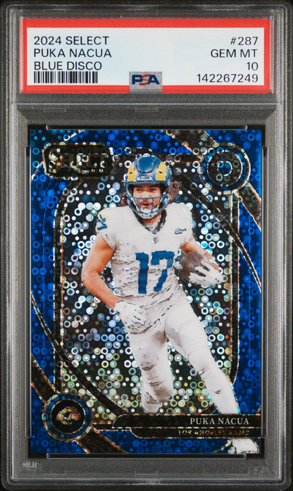 2024 Panini Select Blue Disco /25 #287 Puka Nacua PSA 10