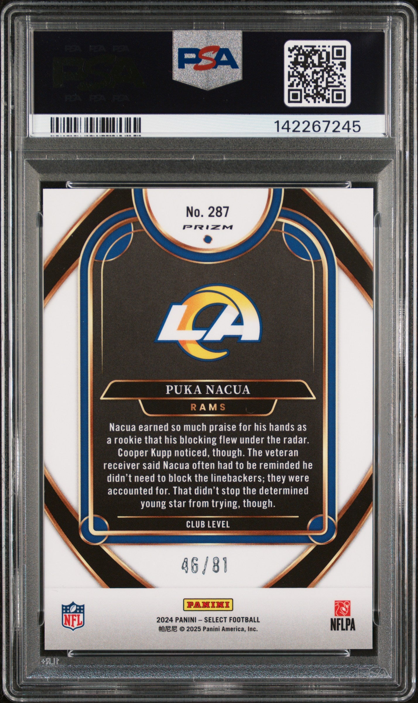 2024 Panini Select Dragon Scale Prizm /81 #287 Puka Nacua PSA 10