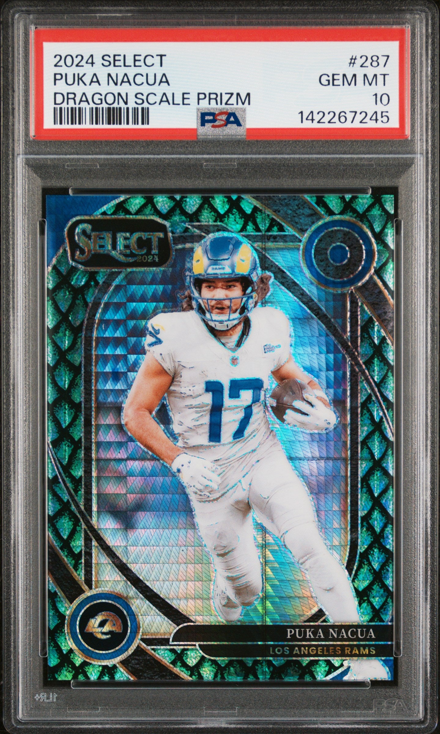 2024 Panini Select Dragon Scale Prizm /81 #287 Puka Nacua PSA 10