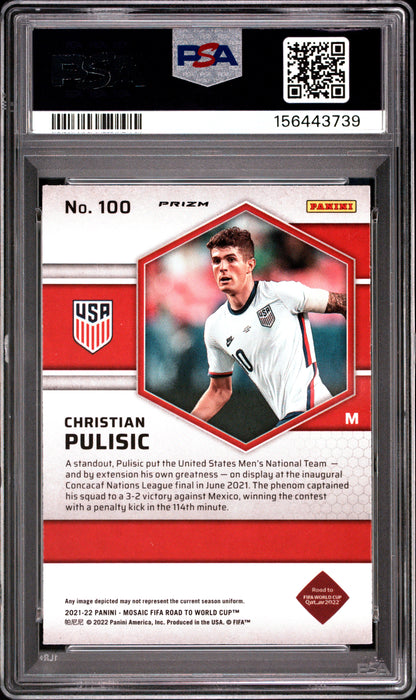 2021-22 Panini Mosaic FIFA Road to World Cup Reactive Red #100 Christian Pulisic PSA 10
