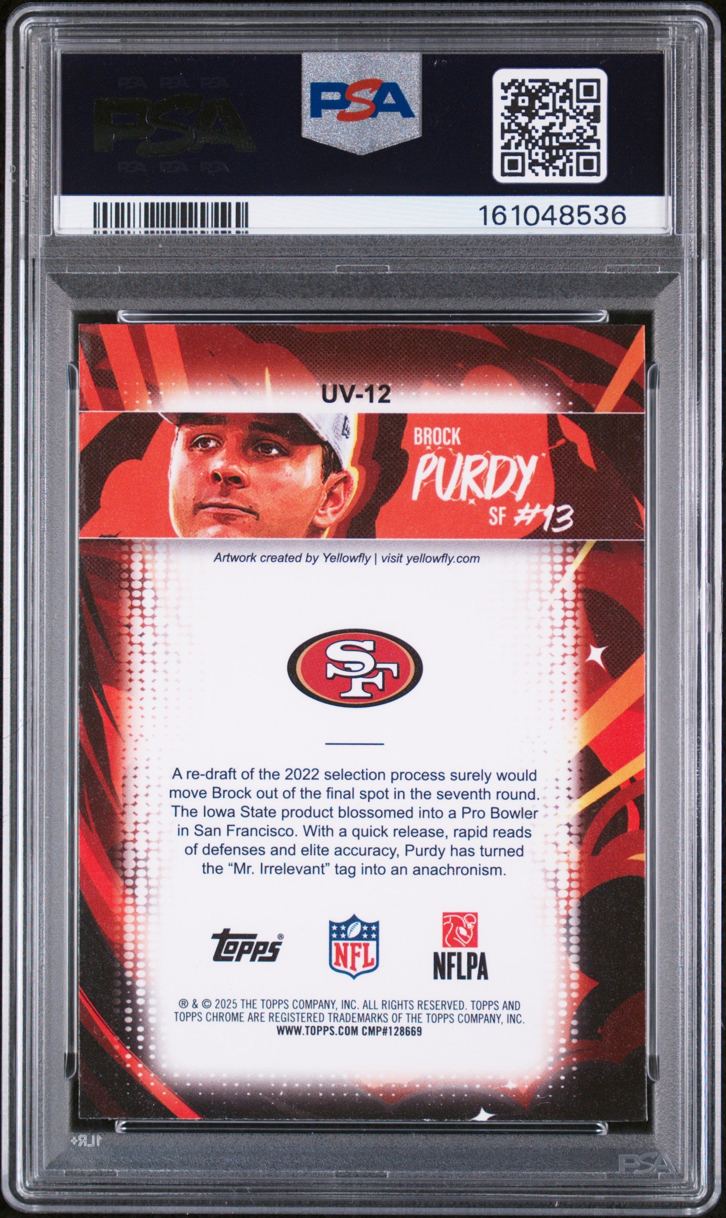 2025 Topps Chrome Ultra Violet #12 Brock Purdy PSA 8