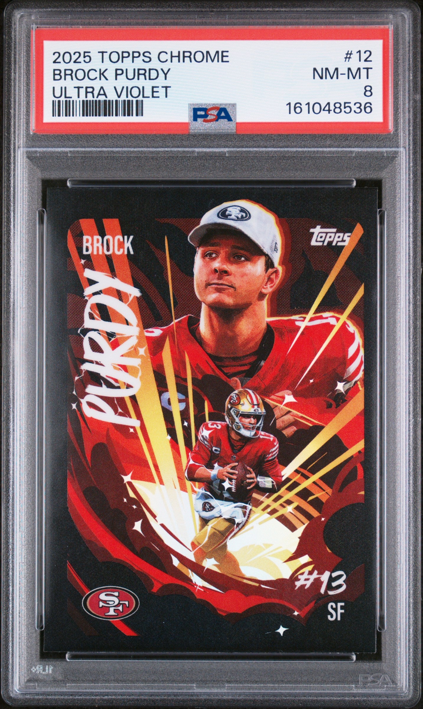 2025 Topps Chrome Ultra Violet #12 Brock Purdy PSA 8