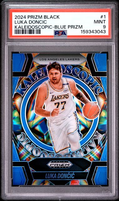 2024 Panini Prizm Black Kaleidoscopic Blue Prizm /199 #1 Luka Doncic PSA 9 - Front