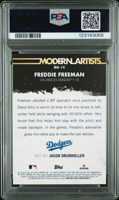2022 Topps Gallery Modern Artists #MA14 Freddie Freeman PSA 10 - Back