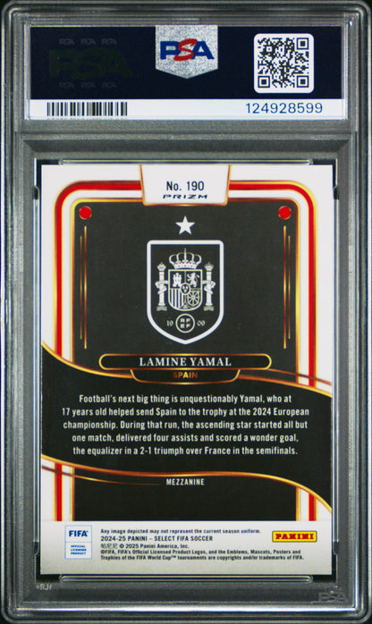2024-25 Panini Select FIFA Red Lamine Yamal #190 PSA 8