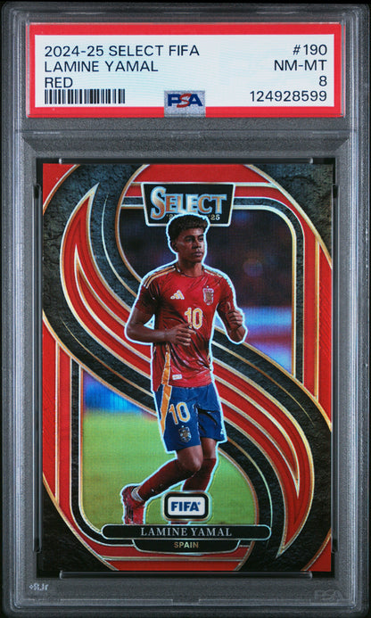2024-25 Panini Select FIFA Red Lamine Yamal #190 PSA 8