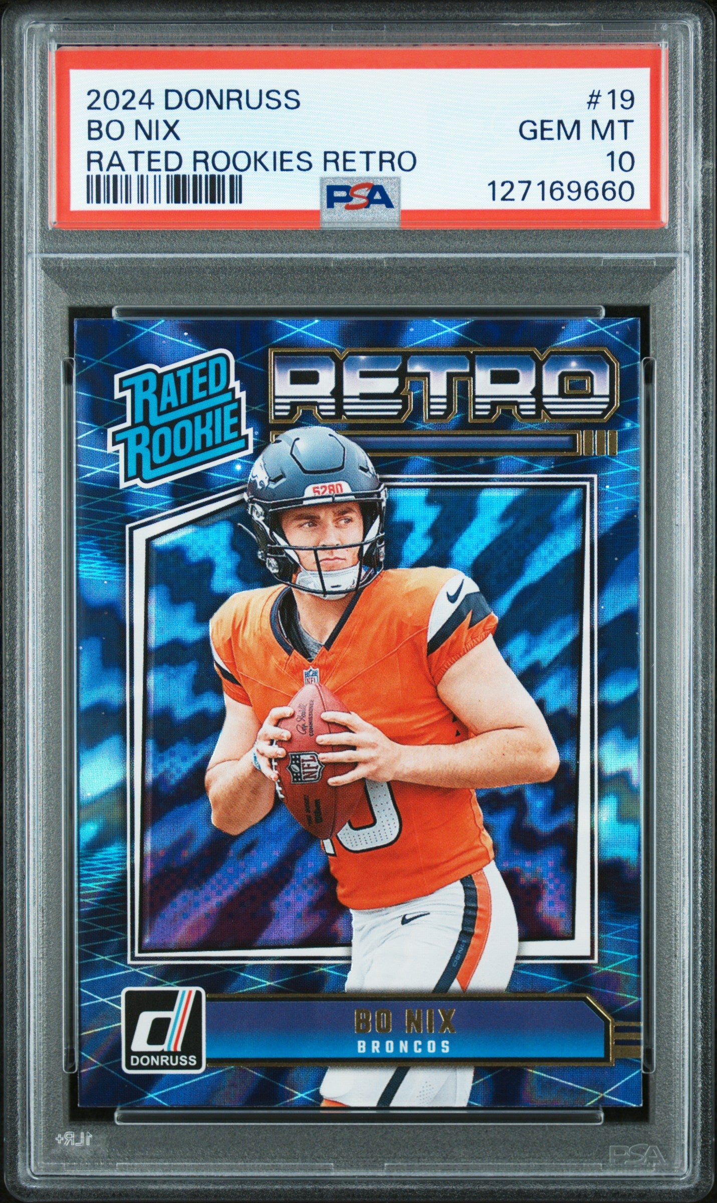 2024 Panini Donruss Rated Rookies Retro #19 Bo Nix PSA 10