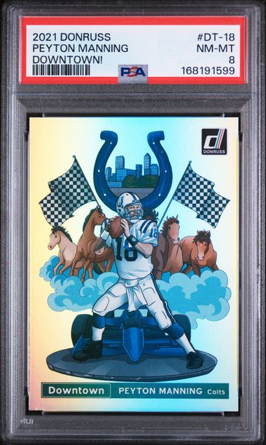 2021 Panini Donruss Downtown #DT-18 Peyron Manning PSA 8 - Front