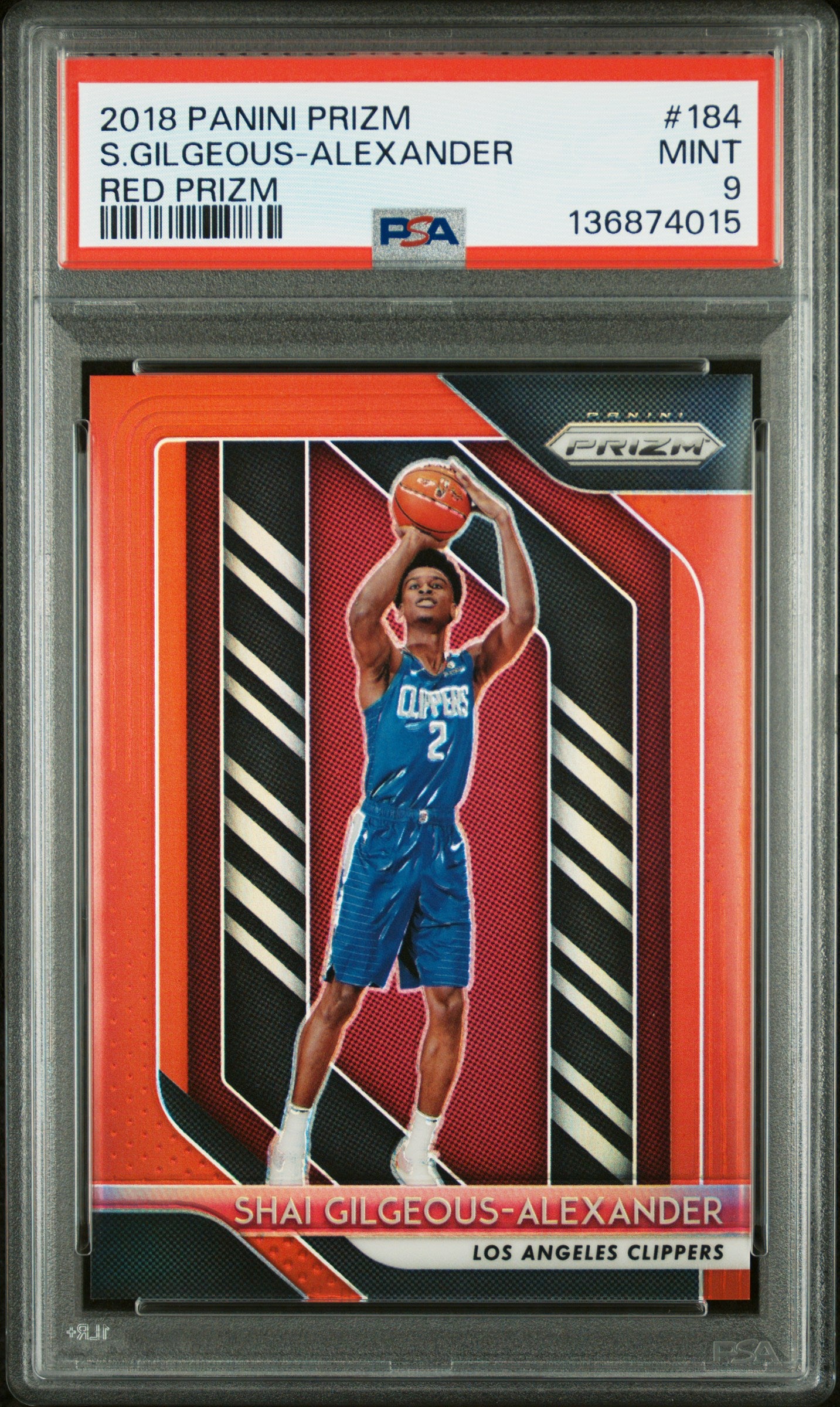 2018 Panini Prizm Red Prizm /299 Shai Gilgeous-Alexander #184 PSA 9