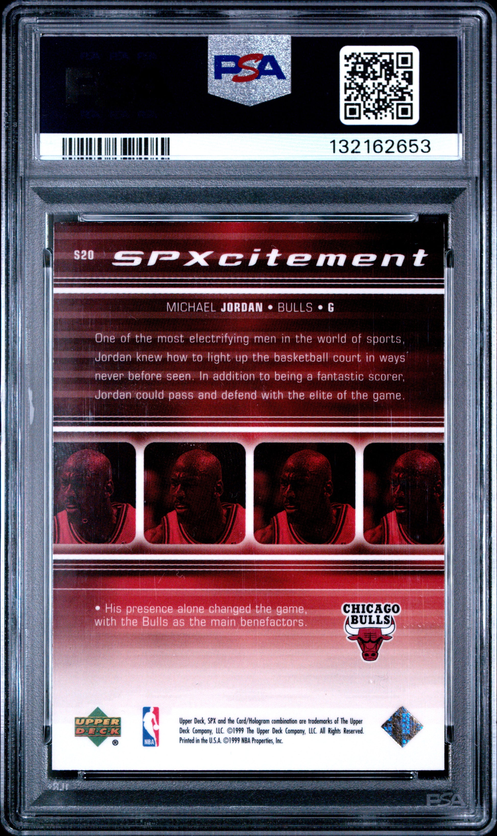 1999 SPx SPXcitement #S20 Michael Jordan PSA 8