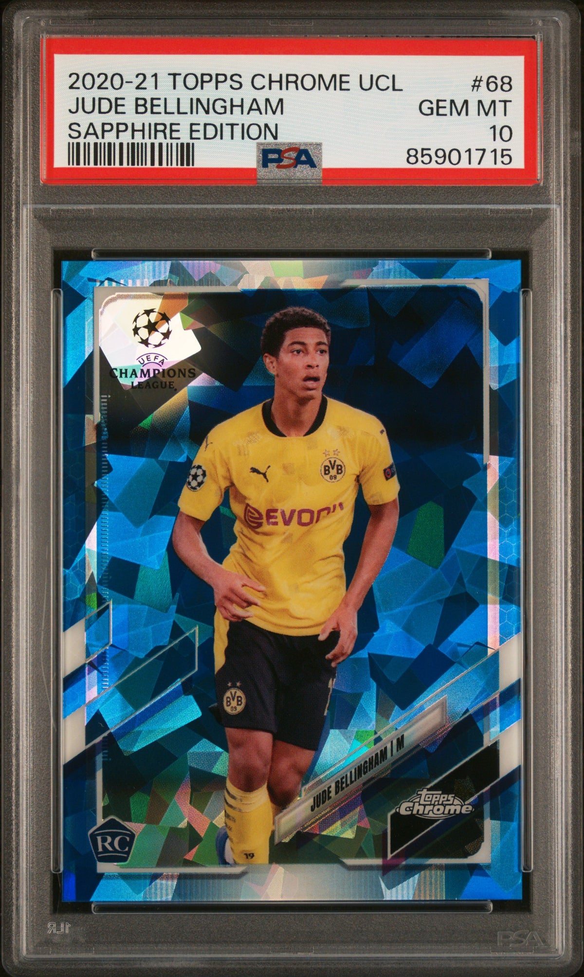 2020-21 Topps Chrome UCL Sapphire Edition #68 Jude Bellingham PSA 10